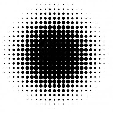 Beyaz arka plan üzerinde izole noktalı resim etkisi. Noktalı resim öğesi. Radyal Gradyan. Vektör