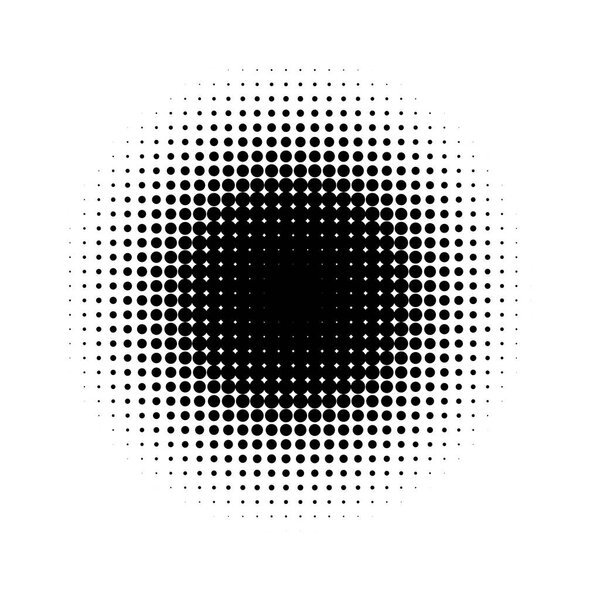 Halftone effect on white background. Halftone dots pattern. Radial gradient. Vector