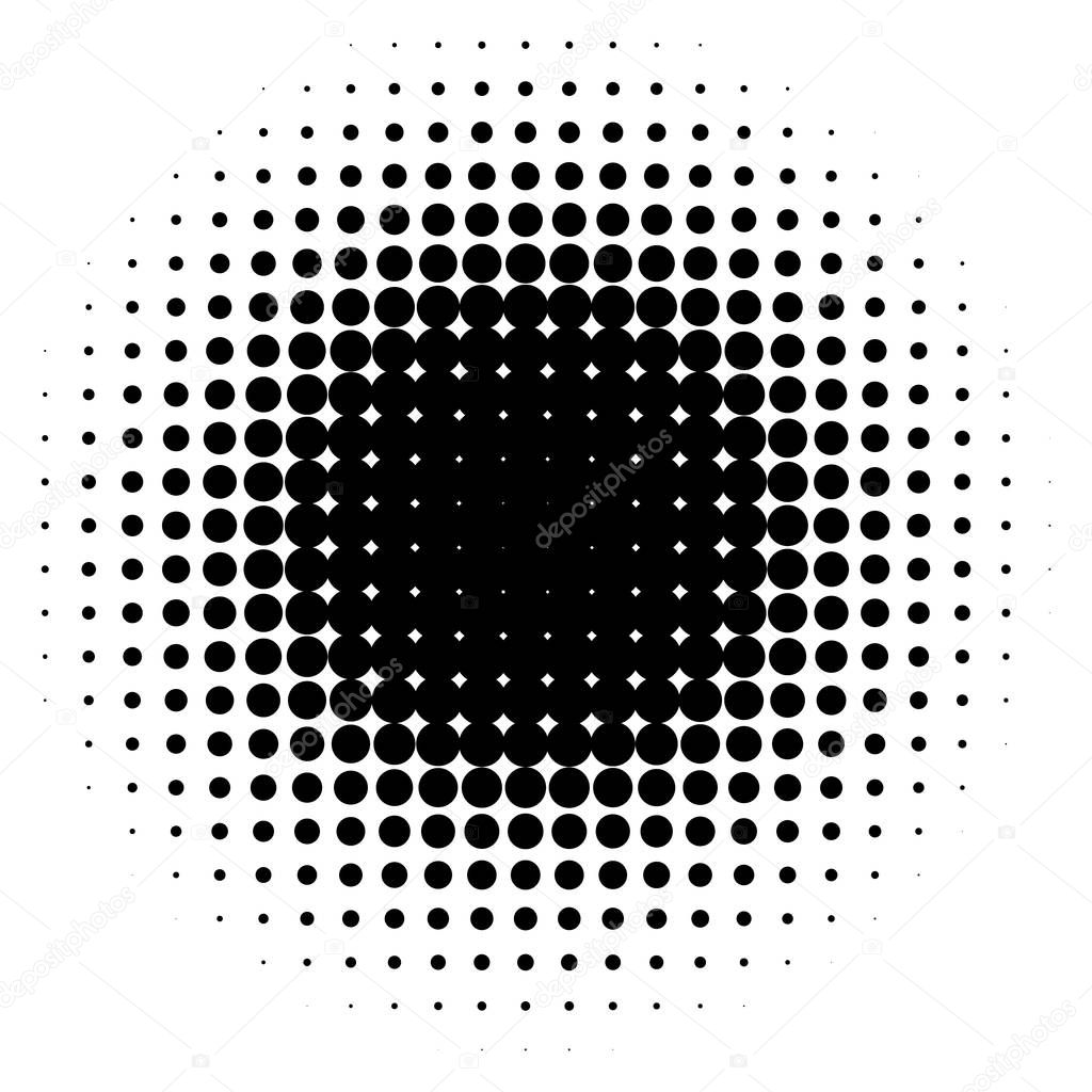 Halftone effect isolated on white background. Halftone element. Radial gradient. Vector