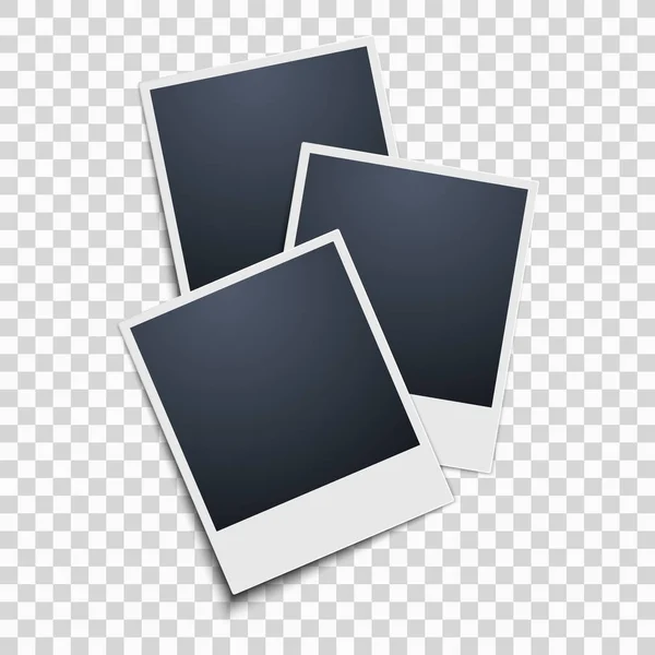 Polaroid auf transparentem Hintergrund. drei Fotorahmen. Vektor — Stockvektor