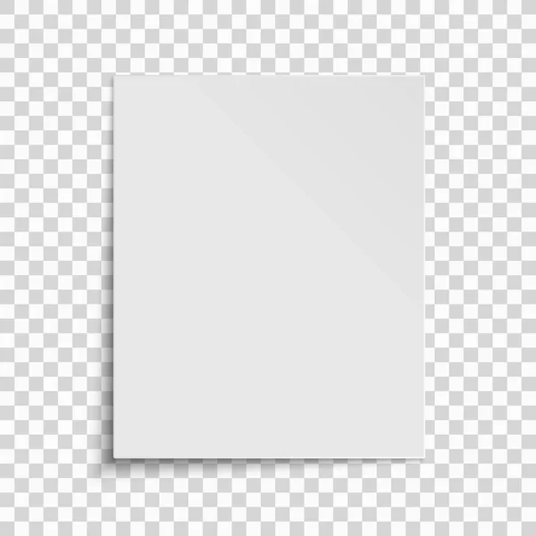 透明な背景に分離された紙の現実的な垂直白いシート。あなたのプロジェクトのテンプレートです。ベクトル — ストックベクタ