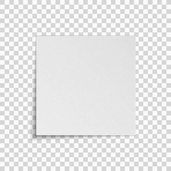 Realistyczne kwadrat białą kartkę papieru na białym tle na przezroczystym tle. Siatka kropek. Szablon projektu. Wektor — Wektor stockowy