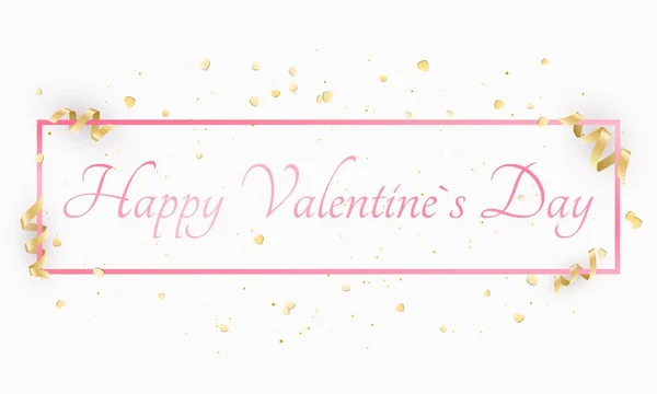 Абстрактним фоном для день Святого Валентина. Світло рожеві серця. Розкіш картки для день Святого Валентина. Червоний конфетті і скручування стрічка. Рекламні банери з білої рамки та тексту. Вектор. — стоковий вектор