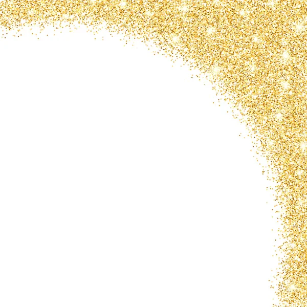 Golden glitter isolated on white background. Glitters twinkle. Festive template for your design. Gold dust side view. Luxury silver background. Vector. — Stock Vector