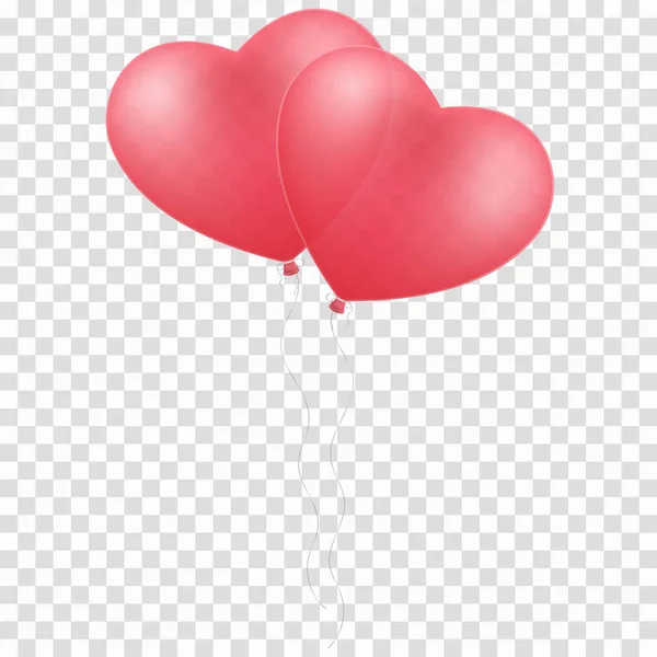 Rosa Luftballons Herz isoliert auf einem transparenten Hintergrund. Luftballons für die Hochzeit. Grafisches Element für Ihr Design. fröhlicher Valentinstag. romantisches, realistisches Ballonherz. Vektor — Stockvektor