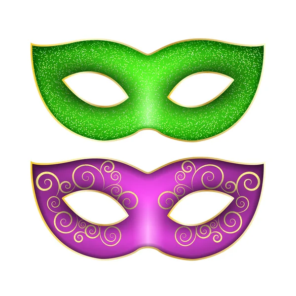 Set van maskers voor Carnaval Mardi Gras. Luxe masker met een patroon. Shine glitters. Vector — Stockvector