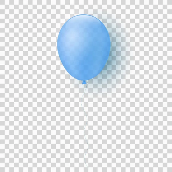 Voando balão azul transparente realista em um fundo transparente. Elemento festivo. Para crianças. Para umas férias. Ilustração vetorial — Vetor de Stock