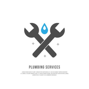 Modern düz stil logosu tesisatçı veya el ulağı. Sıhhi tesisat logo şablonu. Sıhhi tesisat hizmetleri. Vektör logo şablonu.