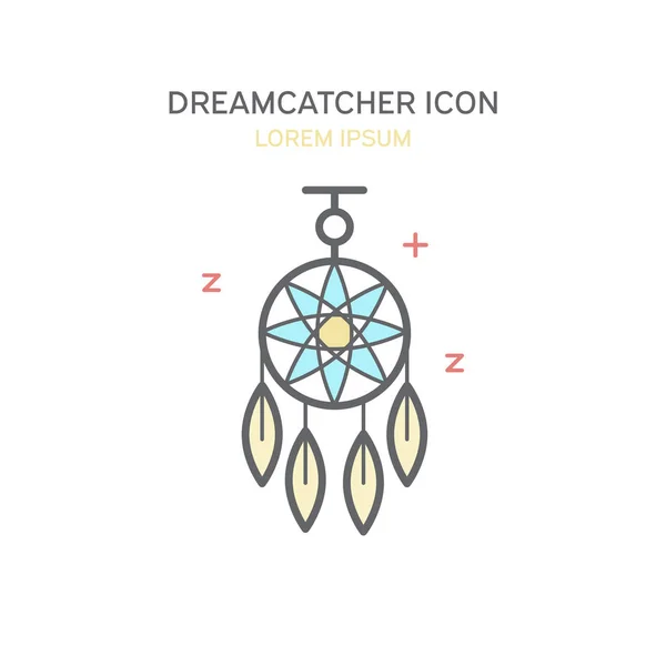 Icono de estilo de línea de color Dreamcatcher ilustración vectorial aislada — Archivo Imágenes Vectoriales