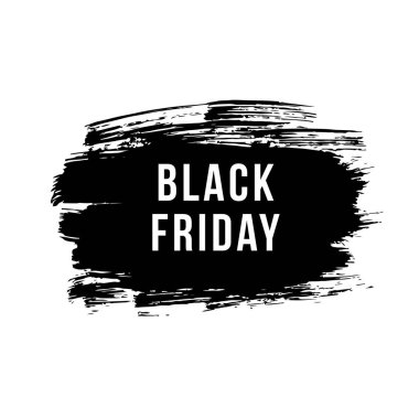 Siyah Cuma el yapımı yazı indirim afiş, vektör çizim. Fırça ve mürekkep tekniği