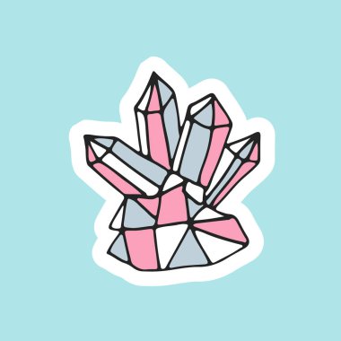 Şirin el sihirli kristal yama tarzında çekilmiş. Elmas taklidi nakış, etiket veya PIN'iniz için büyük tasarım.