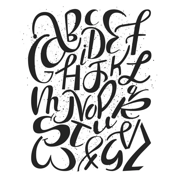 Alfabe harfleri. küçük harf. Vektör alfabe. Elle çizilmiş harfler. Bir boya fırçası ile yazılı alfabenin harfleri