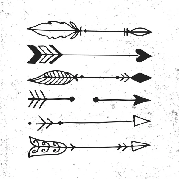 可爱的手绘箭头集。在波西米亚风格的矢量图. — 图库矢量图片