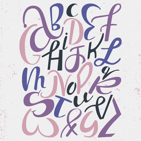 Grazioso alfabeto inglese disegnato a mano. Lettere ABC poster quadrato, illustrazione vettoriale . — Vettoriale Stock