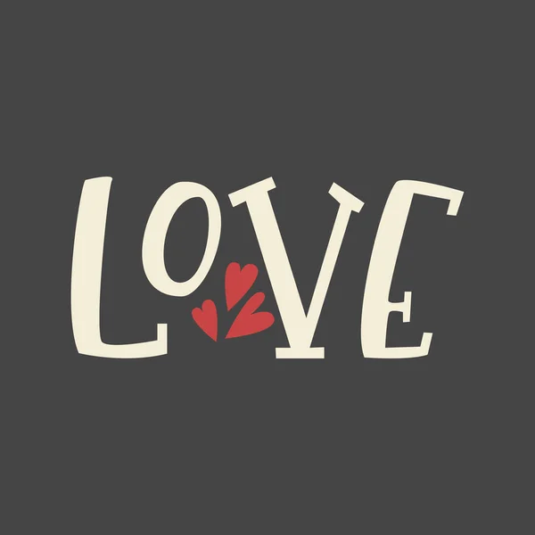 Amor com corações - frase lettering romântica. Vetor feliz dia dos namorados ilustração —  Vetores de Stock