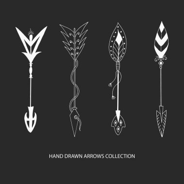 Elle çizilmiş okları topluluğu. Kabile vektör çizim