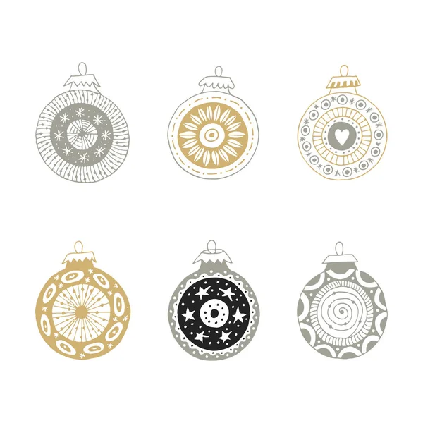 El Noel topları süsleme ile çekilmiş. Şirin yılbaşı dekorasyon. Vektör çizim