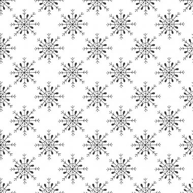 Kış el çekilmiş Dikişsiz desen kar taneleri ile. Vektör çizim