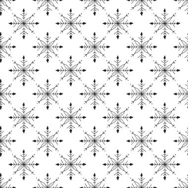 Kış el çekilmiş Dikişsiz desen kar taneleri ile. Vektör çizim