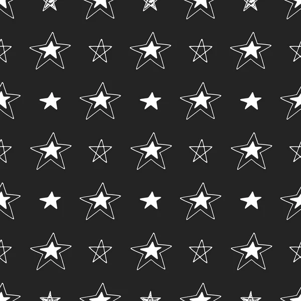 Niedliche handgezeichnete nahtlose Muster mit Sternen. Vektorillustration — Stockvektor