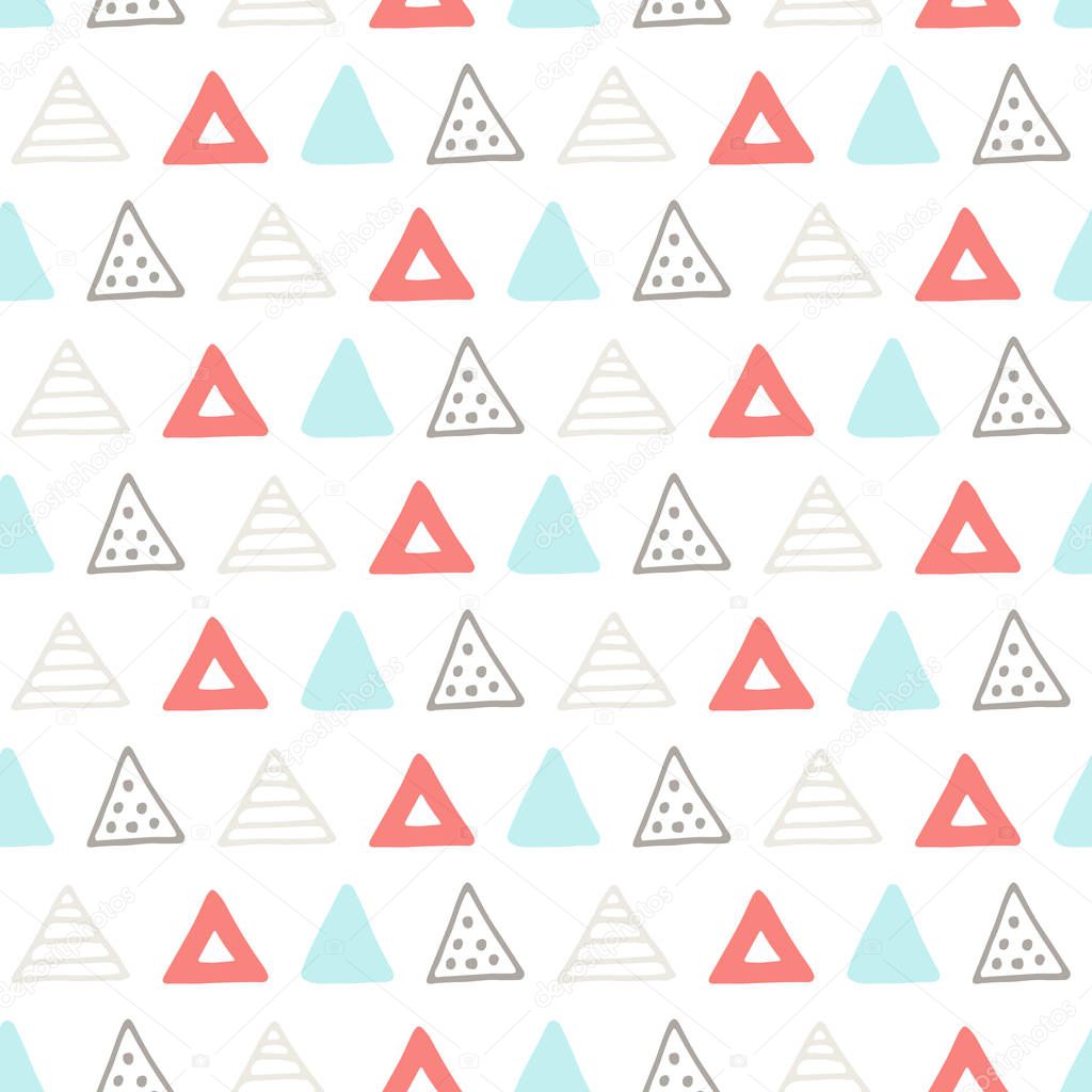 Unique hand drawn seamless pattern with abstract shapes. Vector illustration in scandinavian style