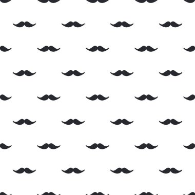 Kreş bıyık İskandinav tarzı ile Seamless Modeli mans doğum günü. Tek renkli vektör çizim