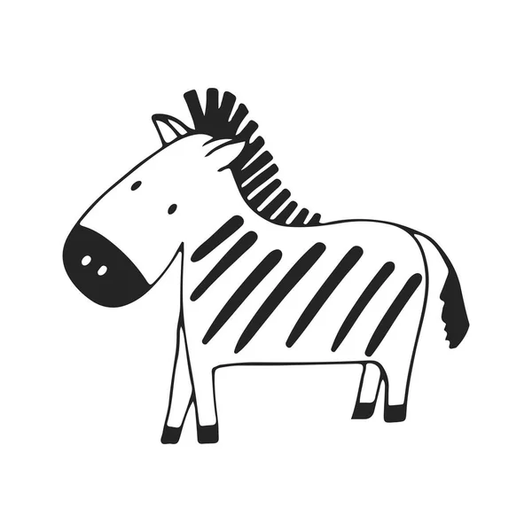 Cute Hand Drawn Nursery Poster Zebra Scandinavian Style Vector Illustration — Stock Vector