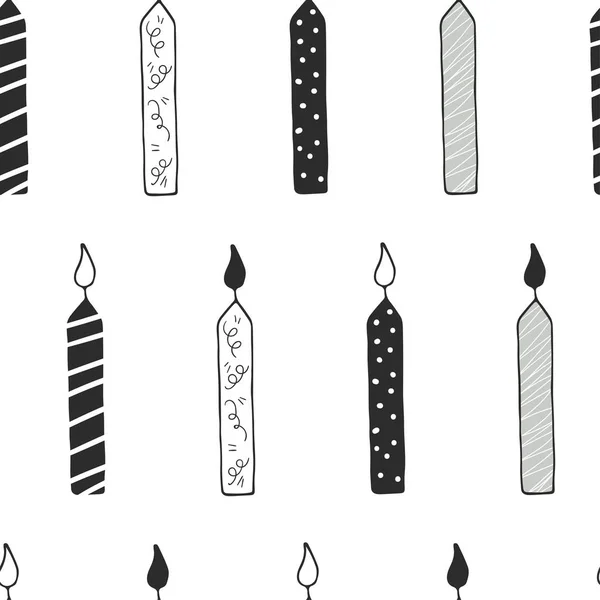 Nursery birthday seamless pattern with candles in scandinavian style. — Stock Vector