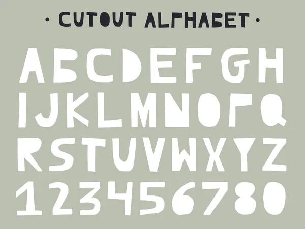 Ritaglio ABC - alfabeto latino. Lettere uniche fatte a mano con ornamento d'arte popolare in stile scandinavo . — Vettoriale Stock
