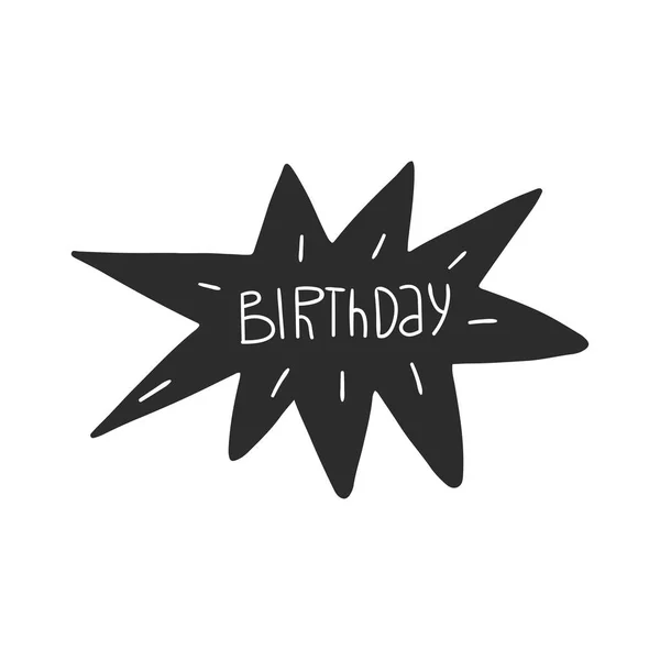 Feliz Cumpleaños Lindo Cartel Cumpleaños Vivero Dibujado Mano Con Letras — Vector de stock