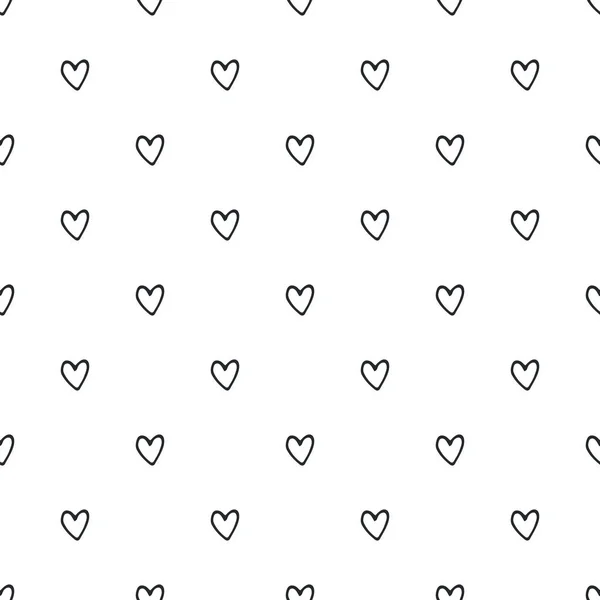 Modèle sans couture avec des cœurs dessinés à la main. Illustration vectorielle dans un style scandinave — Image vectorielle