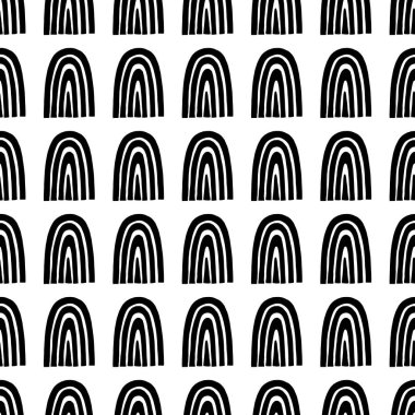 Çocuk doğum günü seamless modeli İskandinav tarzı. Tek renkli vektör çizim