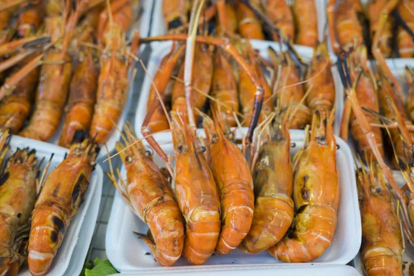 Steamed shrimps. Asian food