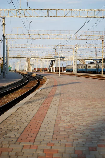 Plataforma Ferroviária Dia Quente Verão — Fotografia de Stock