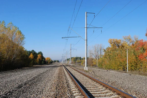 Eisenbahn Der Herbstlandschaft — Stockfoto