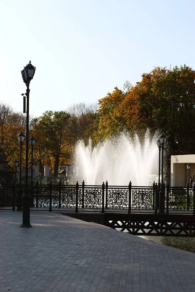 Фонтаны Осеннем Городском Парке — стоковое фото