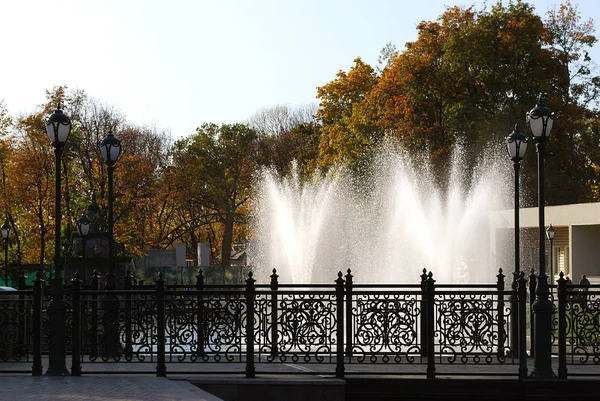 Фонтаны Осеннем Городском Парке — стоковое фото