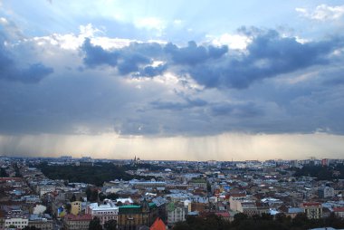 Lviv hava manzaralı şehir manzarası
