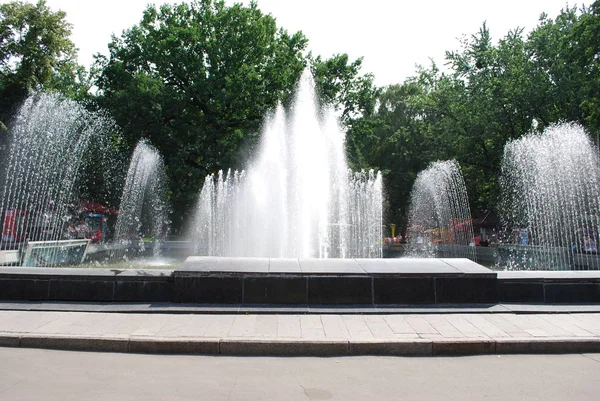Grande Fontaine Dans Parc Ville Jour Été — Photo