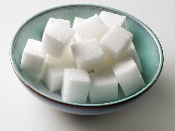 Closeup View White Sugar Cubes Bowl — Stock Photo, Image