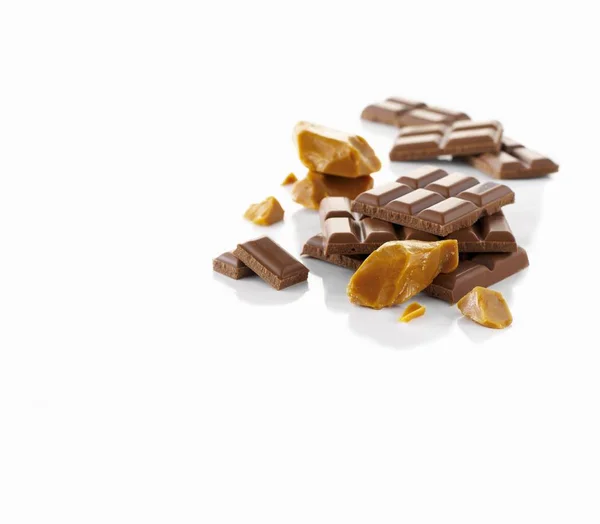 Melk chocolade en karamel — Stockfoto