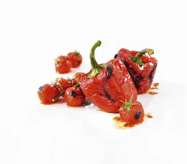 Roasted Red Peppers Tomatoes White Background — Stock Photo, Image