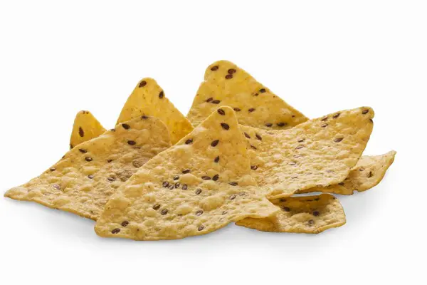 Multi grain tortillachips med linfrö — Stockfoto