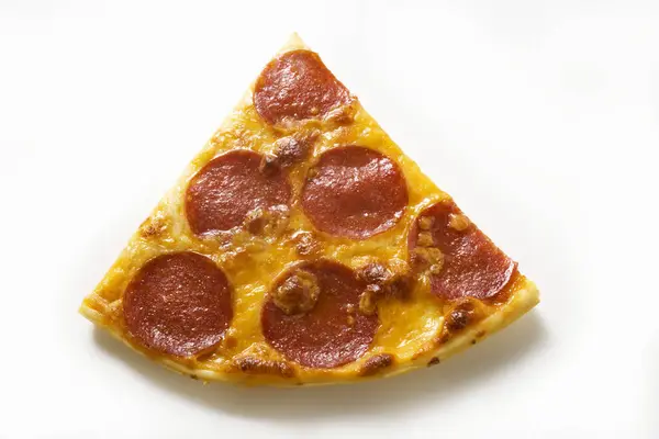 Piece of salami and cheese pizza — Stock Photo, Image