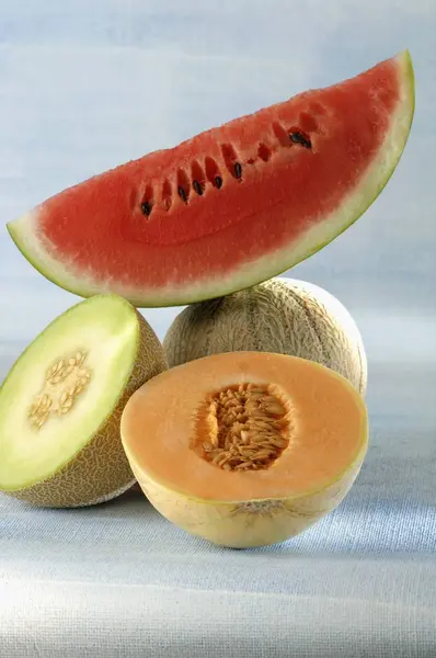 Ulike ferske meloner – stockfoto