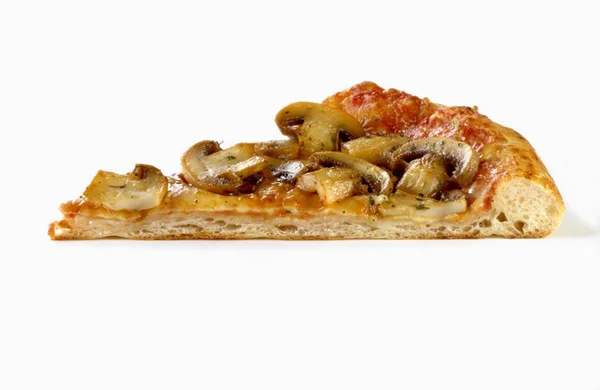 Piece of pizza with tomatoes and mushrooms — Stock Photo, Image