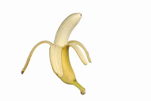 Plátano maduro medio pelado — Foto de Stock