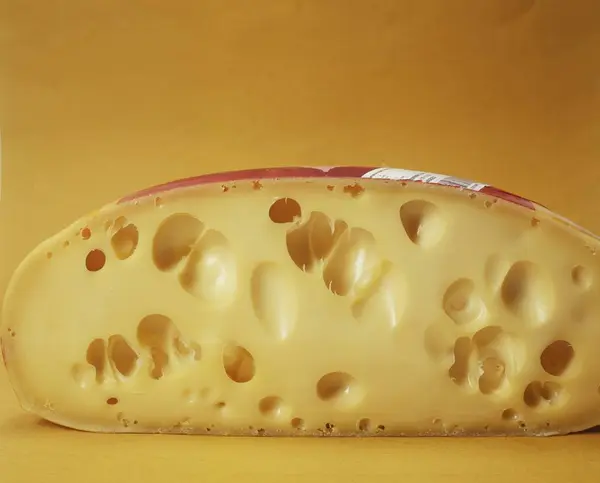 Emmental cheese with holes — Stock Photo, Image