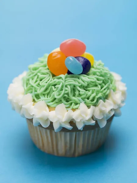Cupcake with jelly beans — Stock Photo, Image