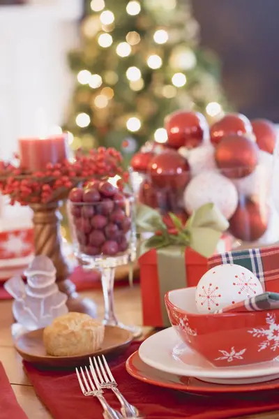 Decorated Christmas setting table — Stock Photo, Image